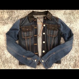 NWT Anthropologie Jean jacket vegan leather